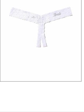 Hanky Panky Plus Size Bride Crystal Crotchless Thong White OS NWT